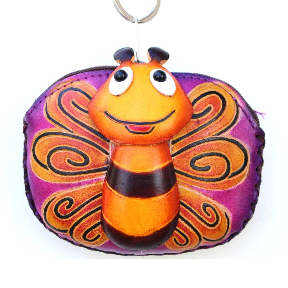 Sunflower Handmade leather inc - Leather Bee Wristlet coin purse wallet handmade