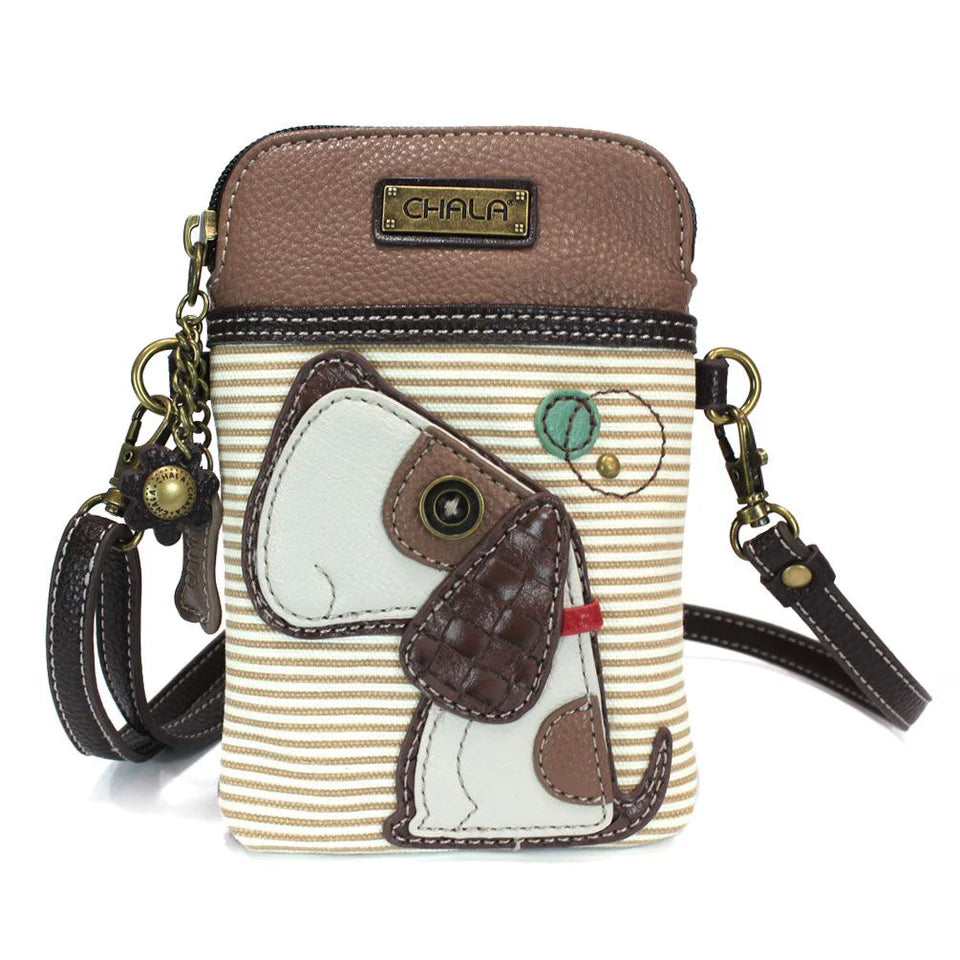 Chala- Cellphone Crossbody Brown Stripe Toffee Dog