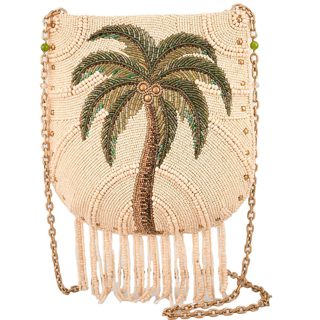 Mary Frances Accessories - Coconutty Palmtree and Beaded Fringe Crossbody Handbag
