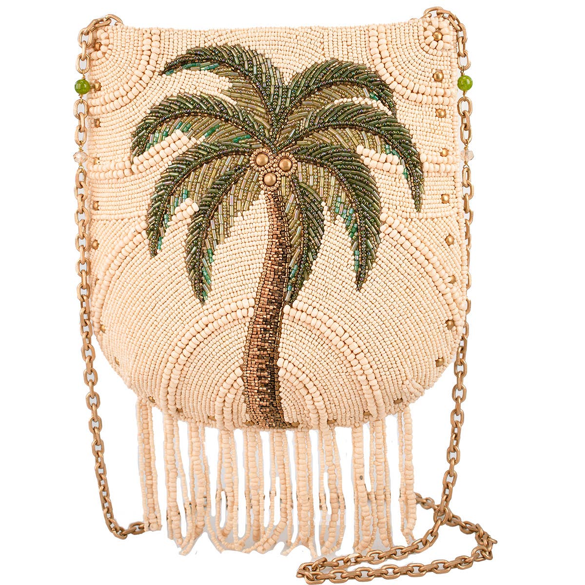 Mary Frances Accessories - Coconutty Palmtree and Beaded Fringe Crossbody Handbag