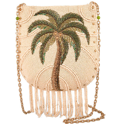 Mary Frances Accessories - Coconutty Palmtree and Beaded Fringe Crossbody Handbag