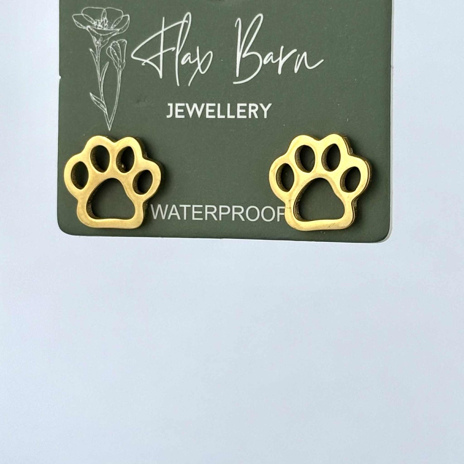 Flax Barn - Tarnish Resistant Paw Print studs