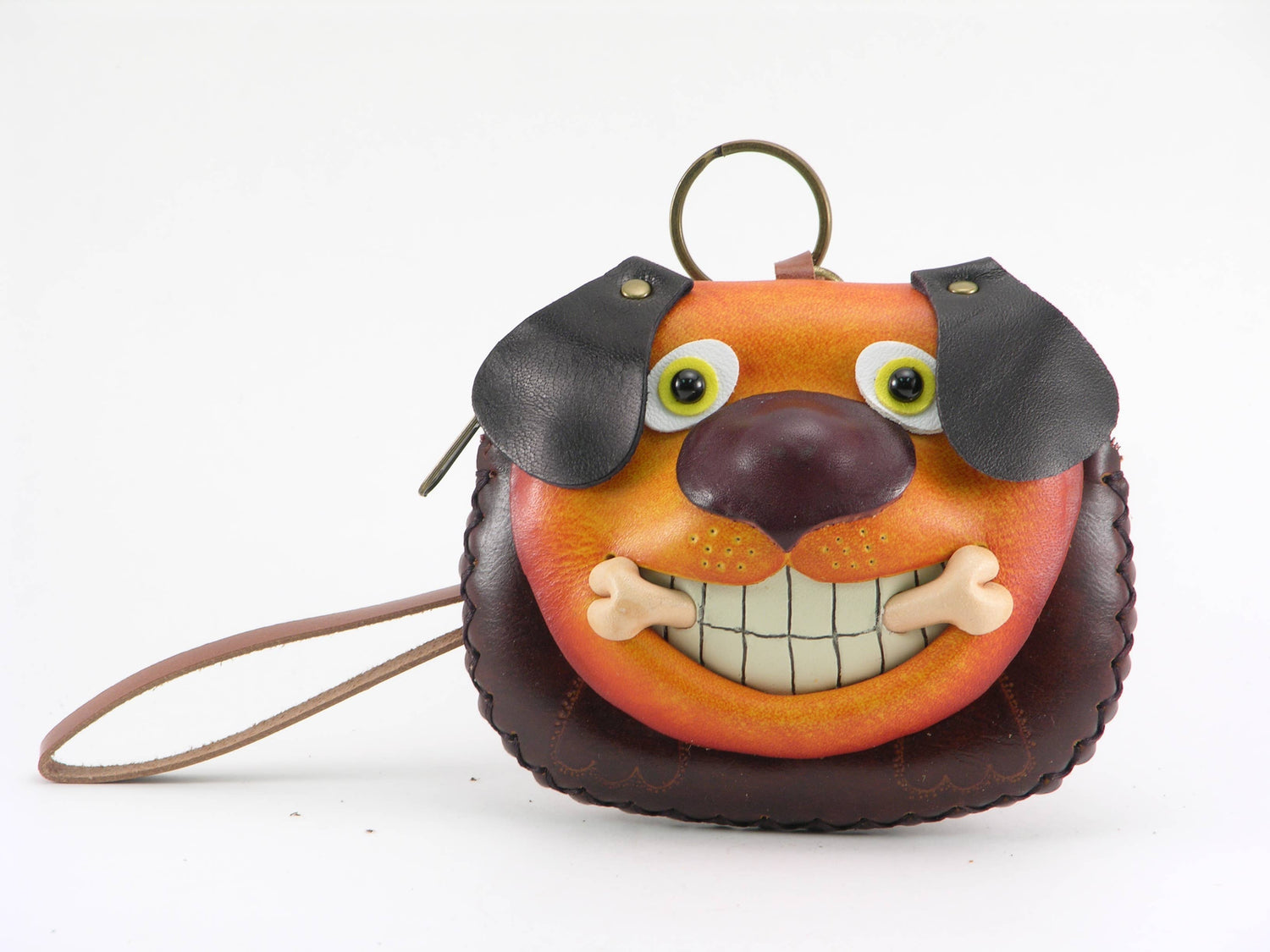 Sunflower Handmade leather inc - Dog With Bone Handmade Leather Wristlet leather coin purse wallet