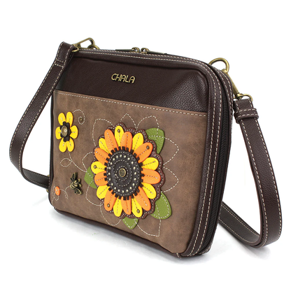 Chala  Companion Organizer Crossbody Sunflower Brown Purse