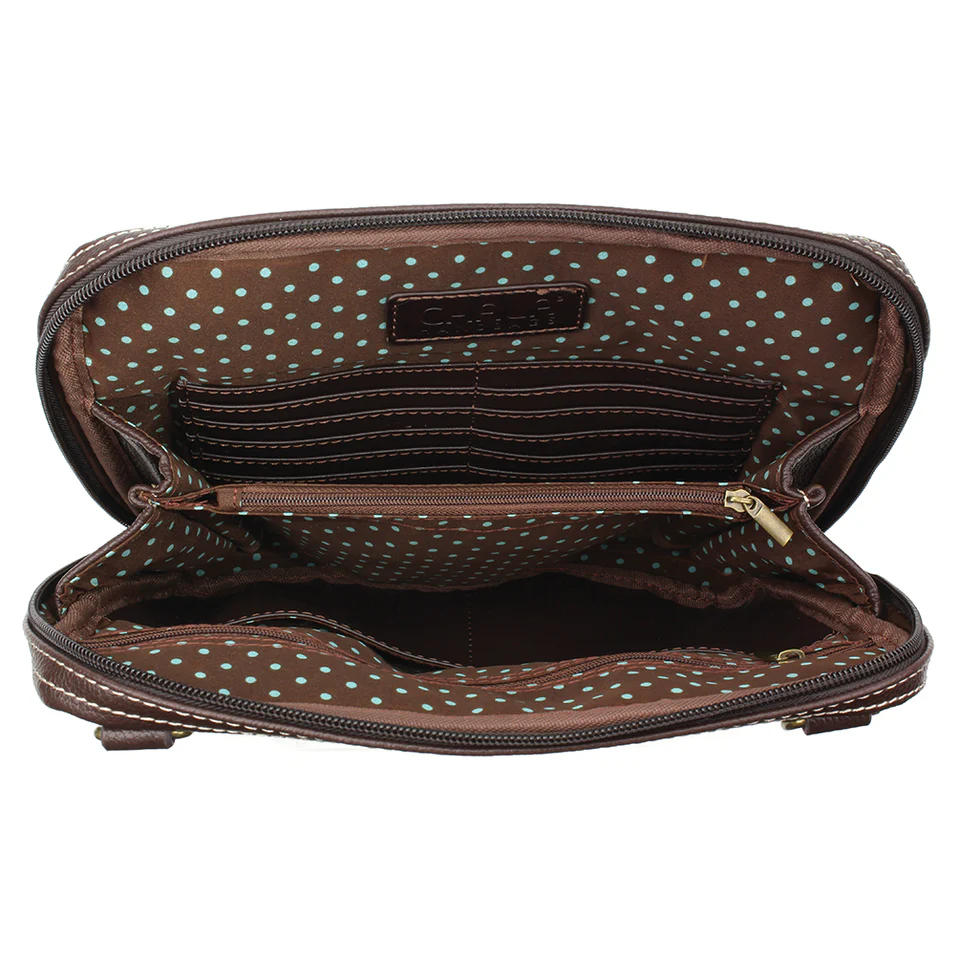 Chala  Companion Organizer Crossbody Sunflower Brown Purse
