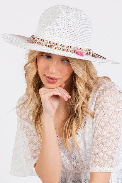 Hana - Boho Tassel Multi Color Band Summer Straw Sun Hat