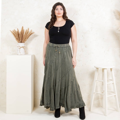 Young Threads - Boho Flair: Asymmetrical Mid-Length Skirt