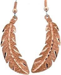 Textured Copper Feather Earrings