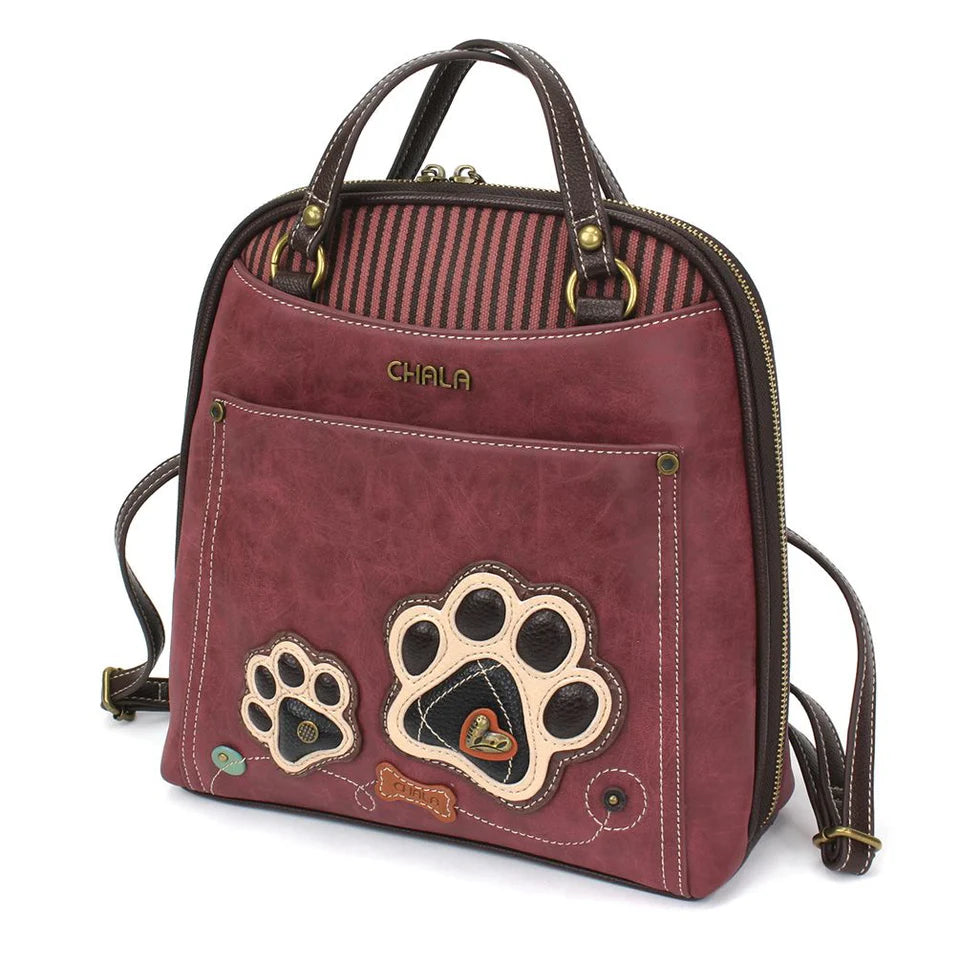 Chala-Convertible Backpack Purse - Pawprint