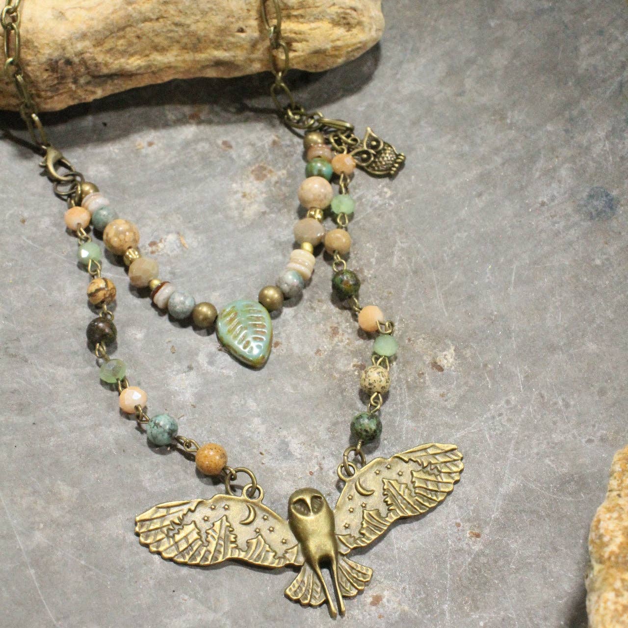 The Primitive Peddler, Inc. - Spread Your Wings Owl Layered Necklace