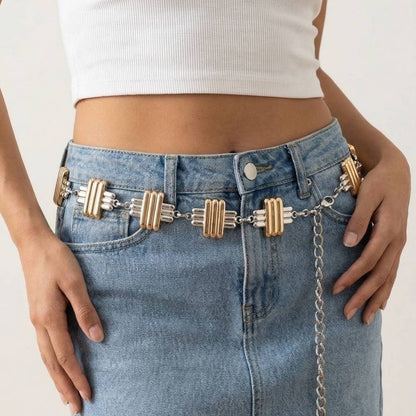 Collections by Fame Accessories - Two Tone Layered Bars Chain Belt