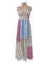  Floral sheer mesh lace patchwork halter maxi flare dress