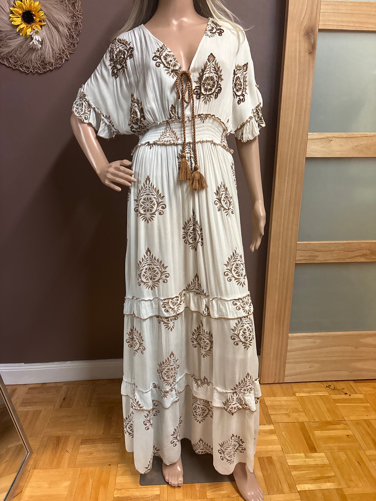 Indian Tropical Fashions-Kaftan dress with sequin details