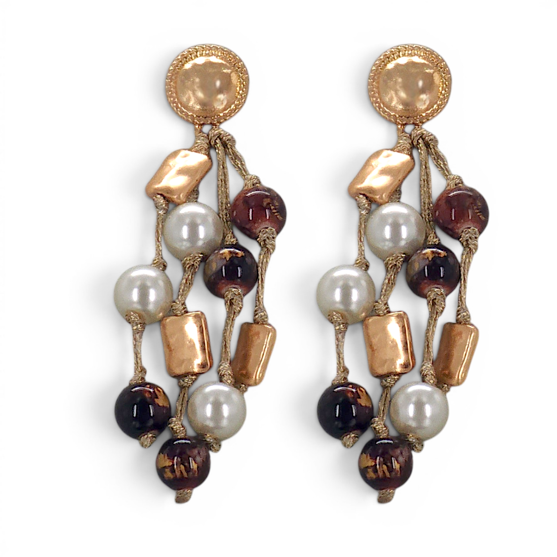 Bijoux Envie Statement Jewelry - Coastal Brown Pearl Earrings | Chunky Fall Statement Jewelry