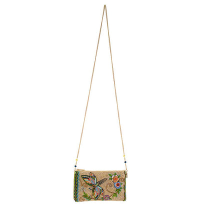 Mary Frances Accessories - Soaring Spirit Beaded Dragonfly and Floral Crossbody Bag