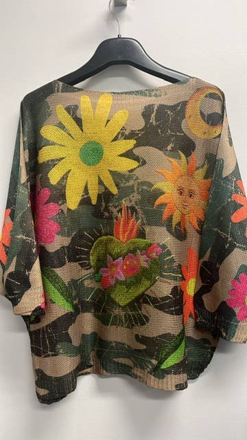 LOOWIE - VICAF Camo Floral Round Neck Knit Printed Sweater