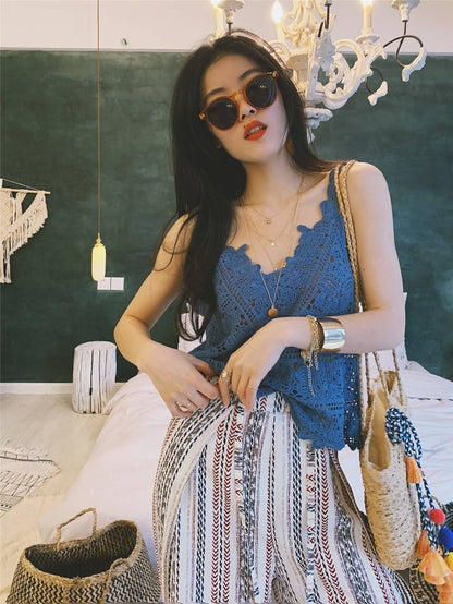 Hope &amp; Sunshine - Boho Lace Crochet Halter Top