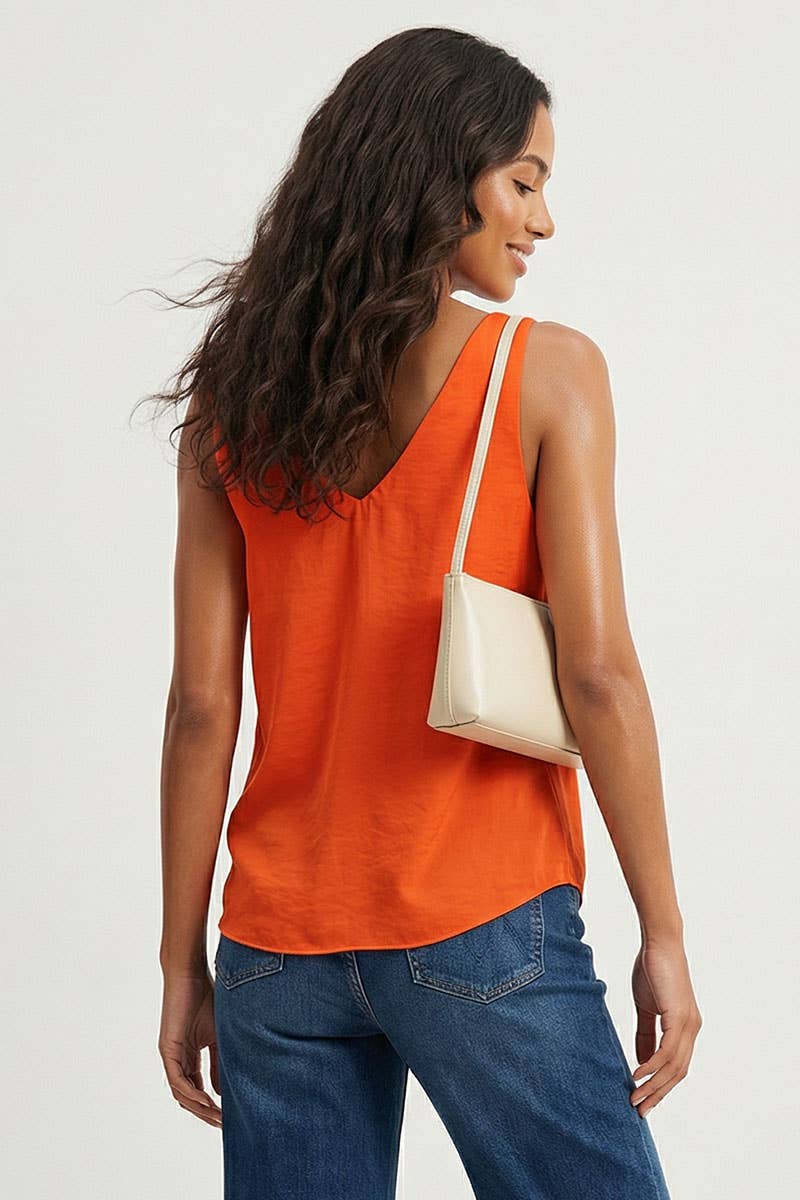Naked Zebra - Classic V-neck Tank Top With Strap Accent