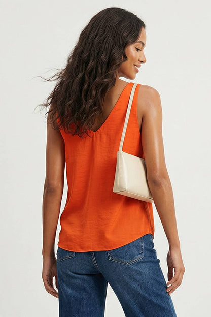 Naked Zebra - Classic V-neck Tank Top With Strap Accent