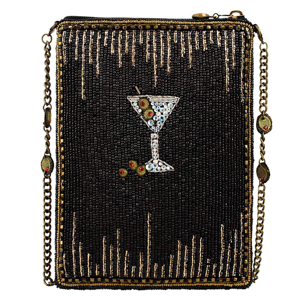 Mary Frances Accessories - Sip Happens Black and Diamond Beaded Martini Crossbody