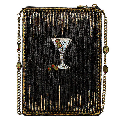 Mary Frances Accessories - Sip Happens Black and Diamond Beaded Martini Crossbody