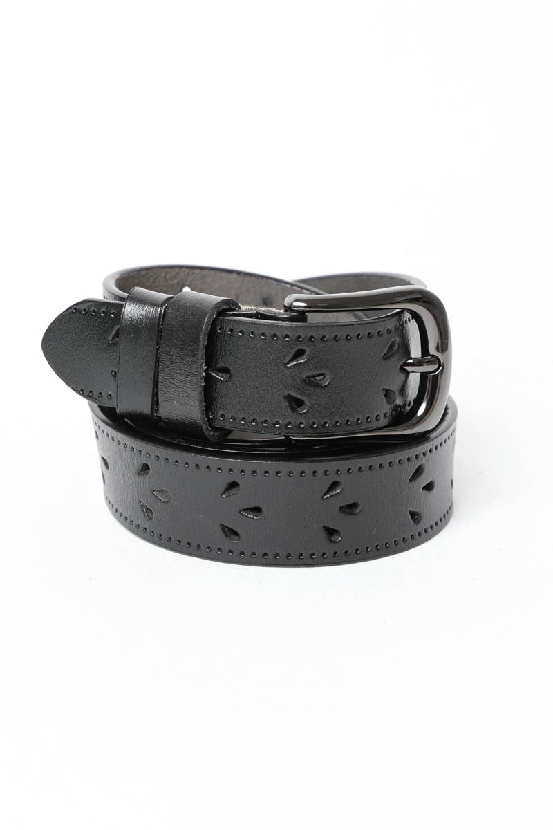 Leto Accessories -  Leather Belt with Petal Design 🌟 – Available in 5 Colors
