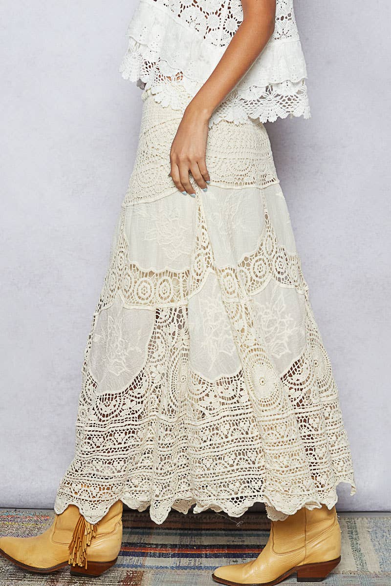 Pol Clothing - Crochet patterns embroidered maxi skirt