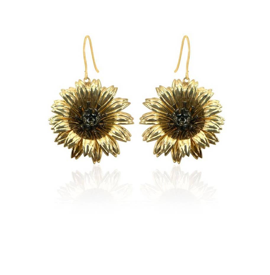 COPPER ARTS INC. Sunflower gold earrings
