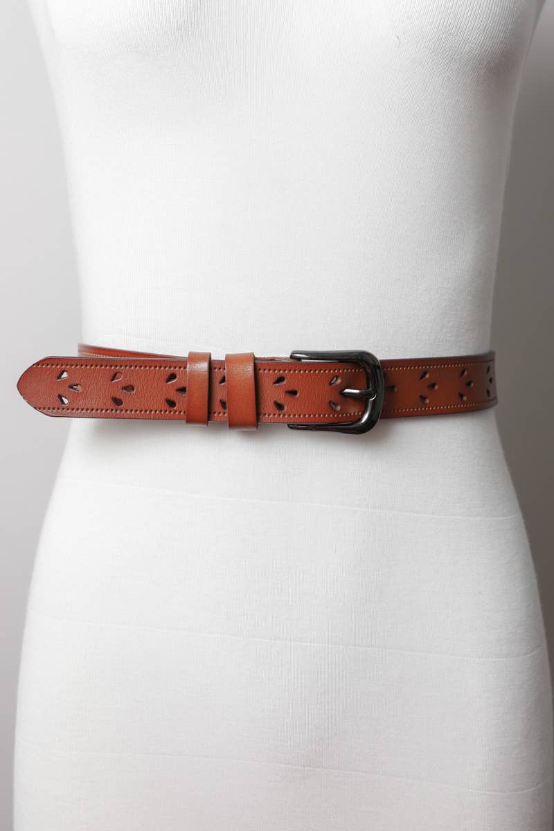 Leto Accessories -  Leather Belt with Petal Design 🌟 – Available in 5 Colors