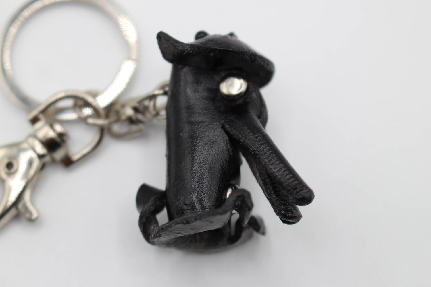  Handmade leather black baby cat kitten key chain purse charm