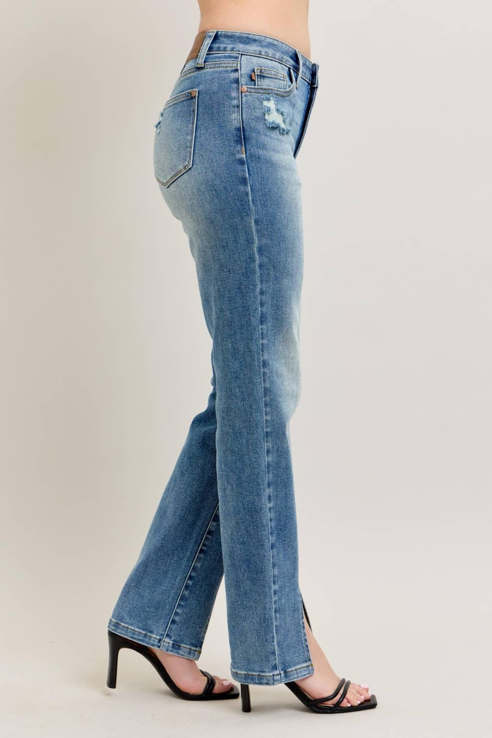 Judy Blue Jeans - HW Vintage Wash Front Seam &amp; Slit Straight