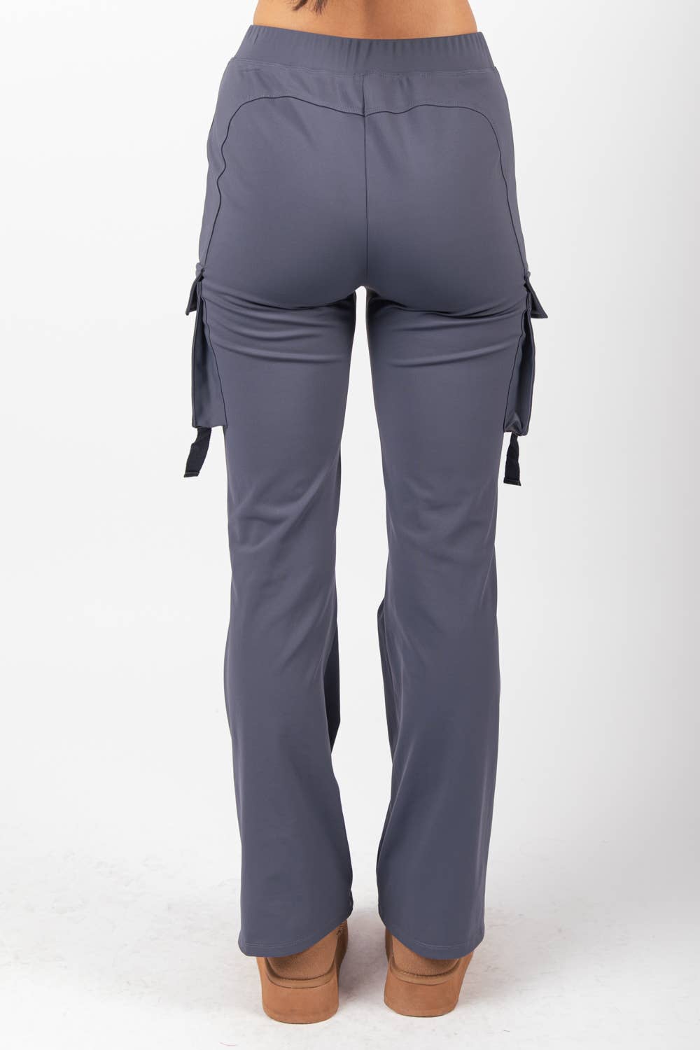 VERY J - NP70266-Bootcut Stretchy Knit Cargo Yoga Pants Leggings