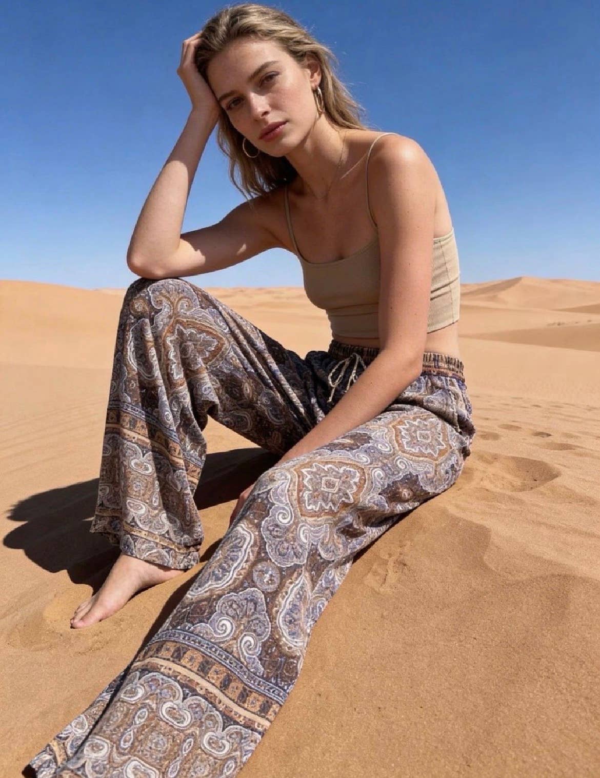 last queen - Relaxed flowing pants, straight cut, washed look