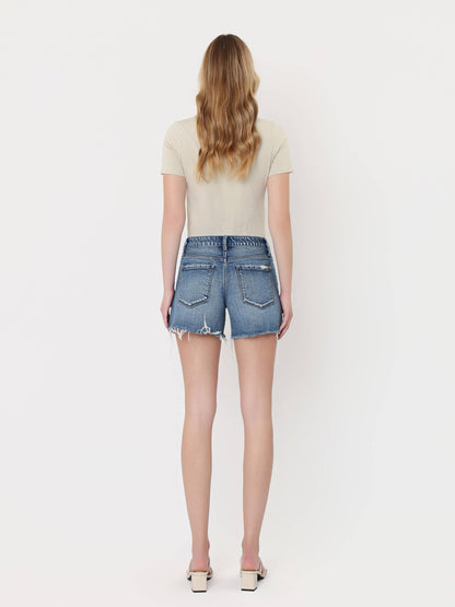 VERVET by FLYING MONKEY - MID RISE STUDDED FRONT POCKET A LINE SHORTS T7488