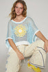 Round neck sleeveless floral thin sweater top