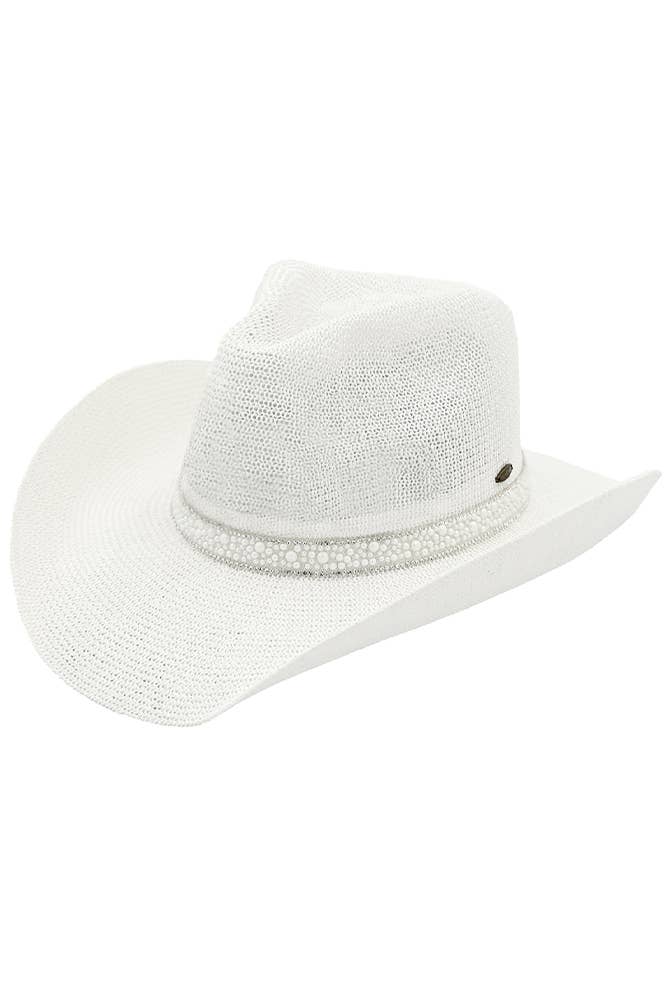 Hana - C.C Black Pearl Rhinestone Trim Cowboy Hat