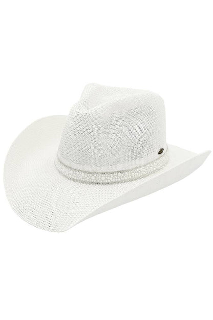 Hana - C.C Black Pearl Rhinestone Trim Cowboy Hat