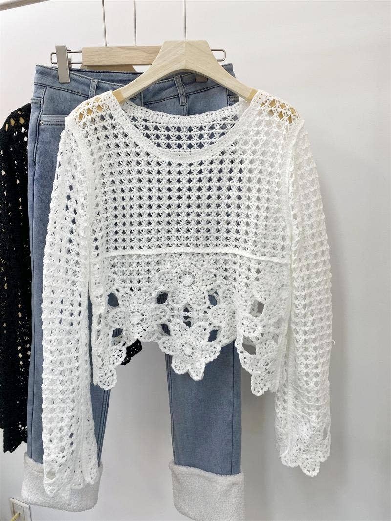 Hope &amp; Sunshine - Embroidered Lace Crop Top
