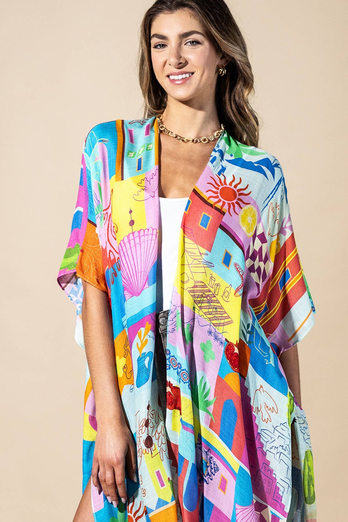 Urbanista - Coastal Pop Viscose Kimono
