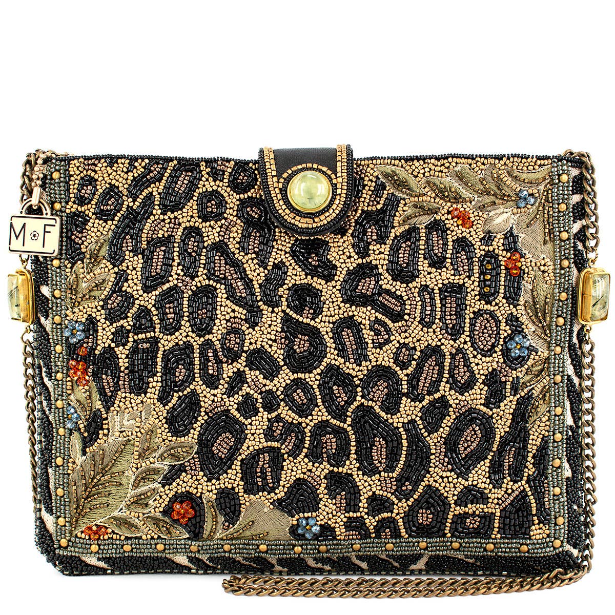 Mary Frances Accessories - Untamed Beaded Animal Print Crossbody Handbag