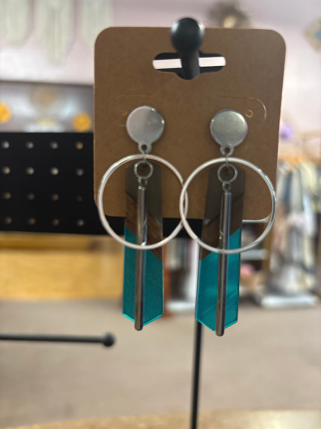 OhHeyBec--Circle &amp; hardware dangle earrings