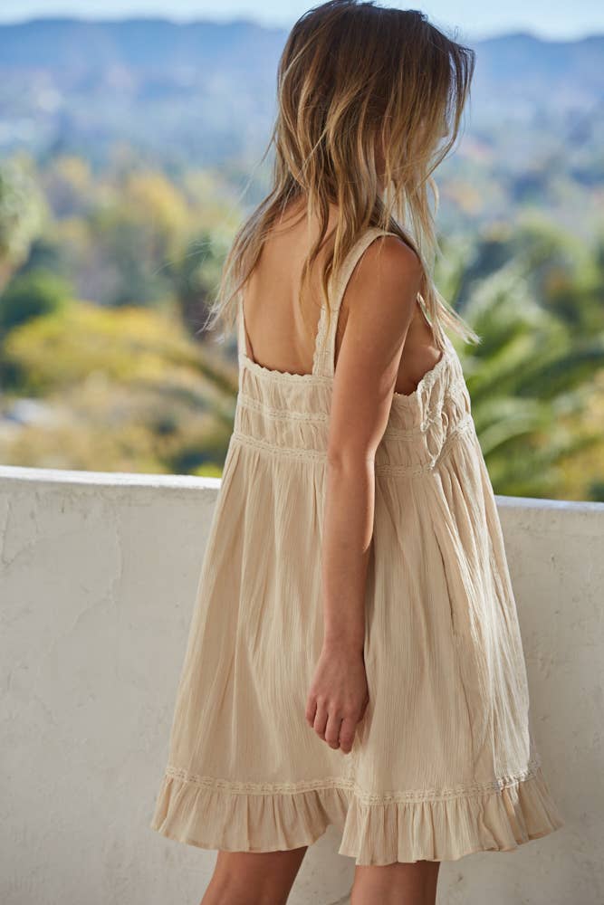 By Together | Woven Cotton Square Neck Sleeveless Flare Mini Dress