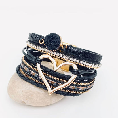 Mio Queena - Multi-Layer Heart Charm Bangle Bracelets