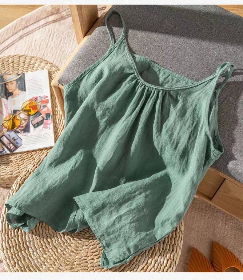 Hope &amp; Sunshine - Cotton Linen Camisole Tank Top