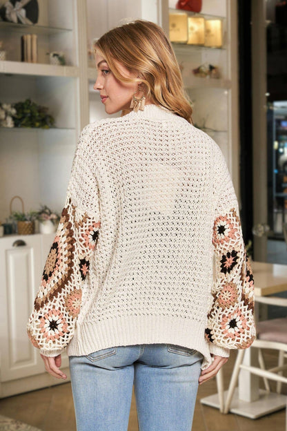 ADORA LA - MULTI COLOR SLEEVE CROCHET CARDIGAN