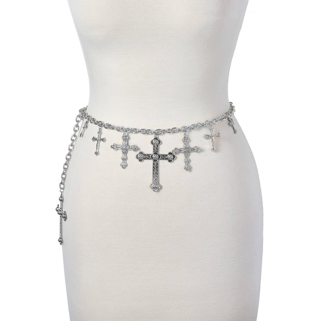 Girly - CROSS PANDENT CHAIN BELT WITH RHINESTONE ACCENTS