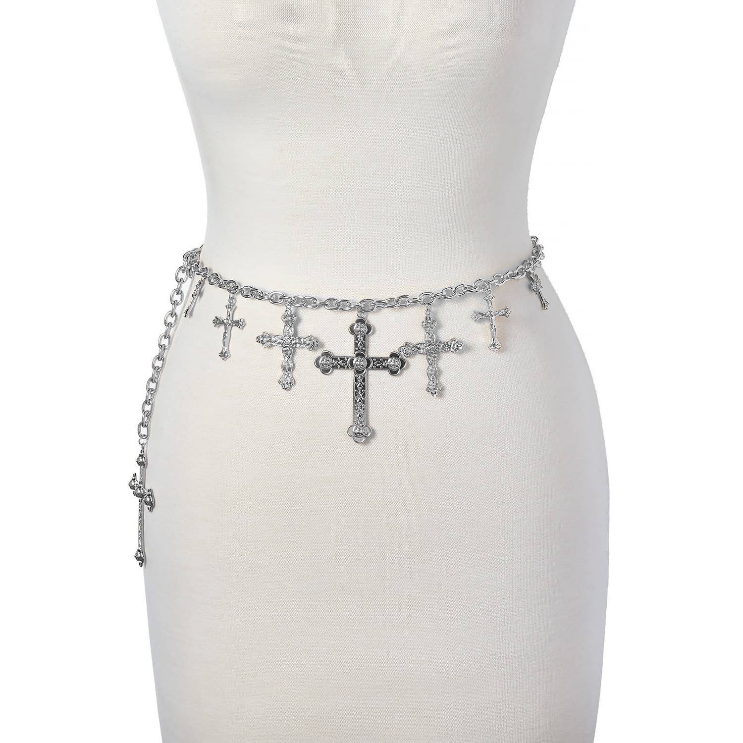 Girly - CROSS PANDENT CHAIN BELT WITH RHINESTONE ACCENTS