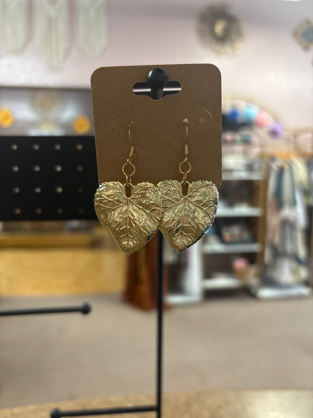 OhHeyBec--Gold leaf dangle earrings