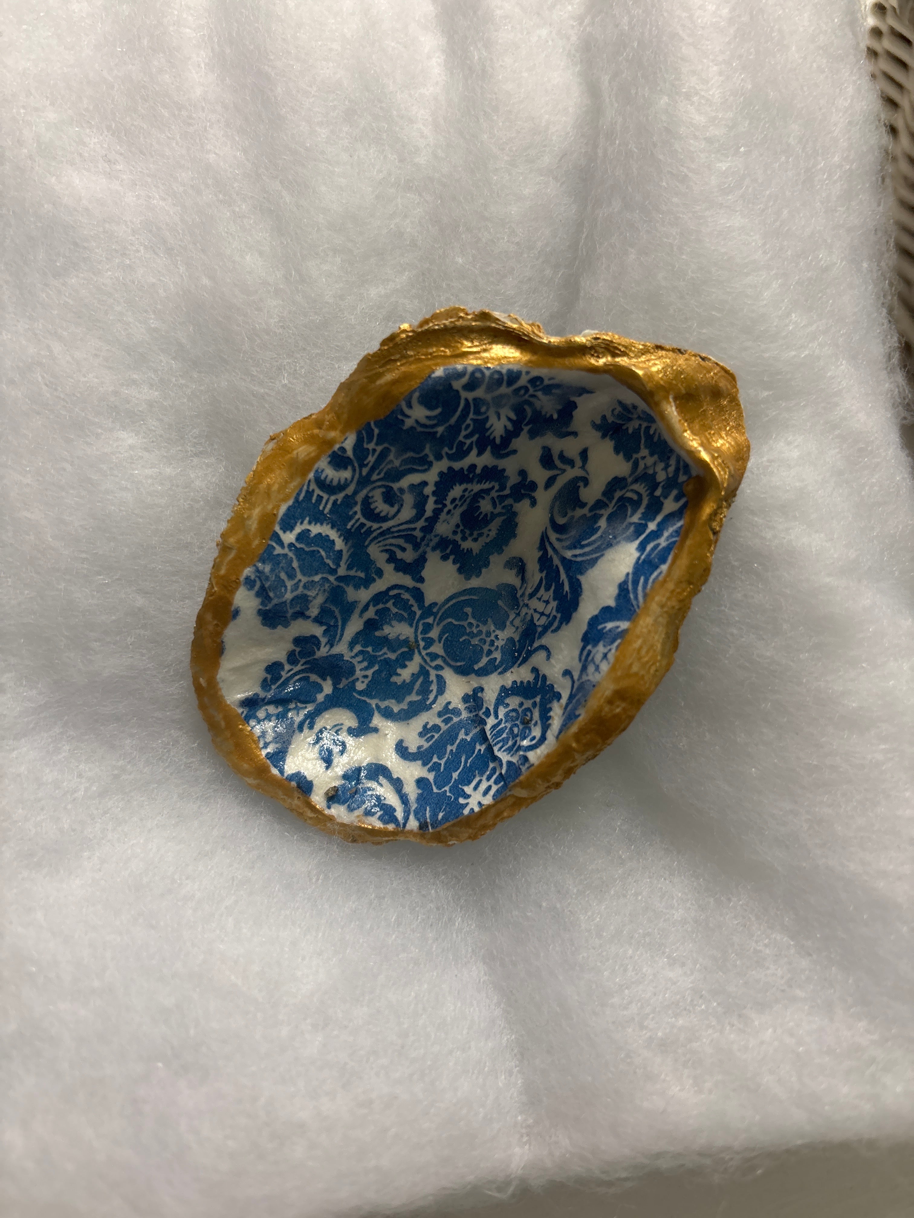 Hand Decoupaged and Painted Oyster Shells