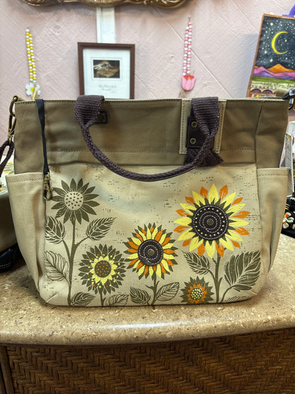 Chala- Canvas Print Pocket Tote - Sunflower